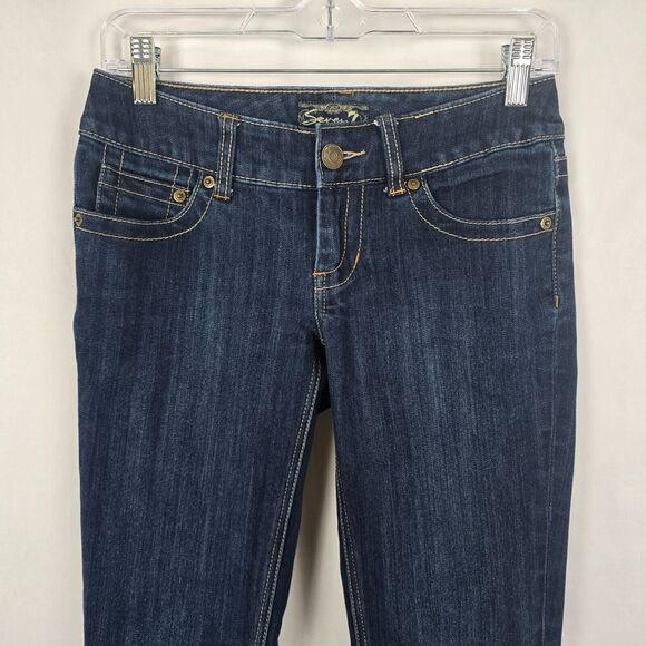 Seven7 Jeans Women's 25 Blue Dark Wash Skinny Embordered S Back Pocket - Picture 2 of 16